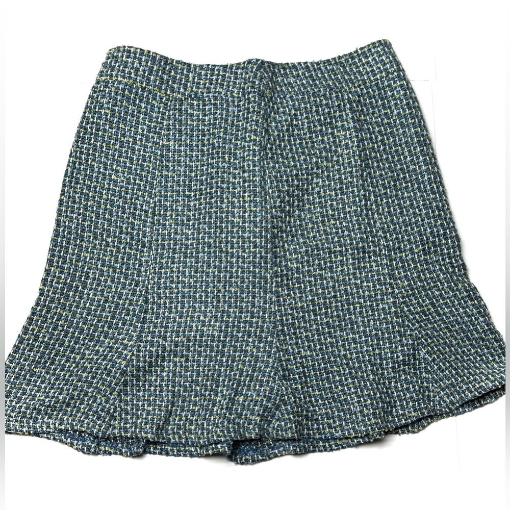 Vintage Geoffrey Beene Women’s 10 Midi Mini Flare Tweed Skirt Blue‎ Y2K 90s